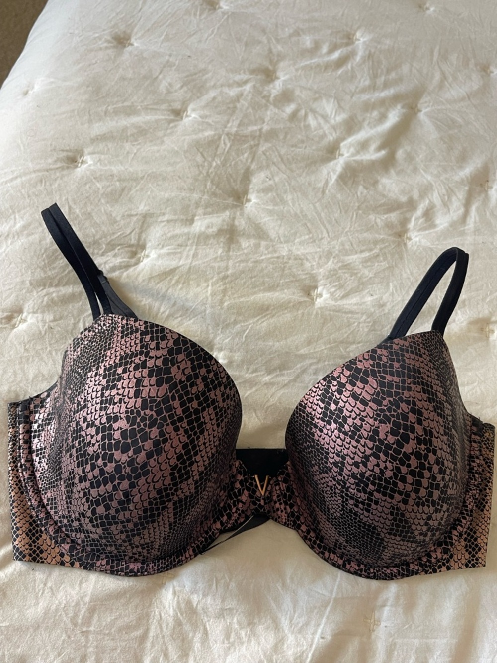 Victoria's Secret Pink and Black Snake-Print Push-Up Bra